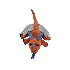 Caltoy Orange Blue Dragon Plush Hand‎ Puppet 12" Fantasy Toy Silver Wings